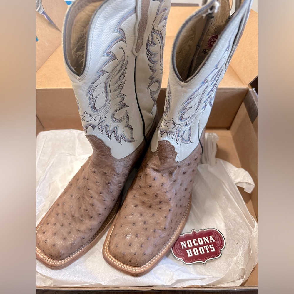 Nocona MD6505 Men's Exotic Rancher Boot w. Mink Vintage Quill Ostrich sz 10 1/2